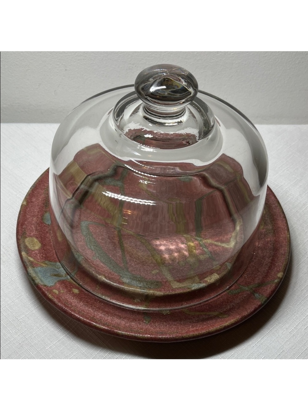 Pottery Plate & glass dome by Jennifer Dawson City Yukon. Cheese platter